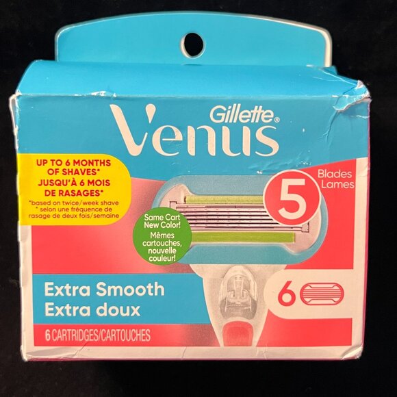 Gillette Venus Cartridges 6 Pack 5 Blades  Extra Smooth NIB - Picture 1 of 3